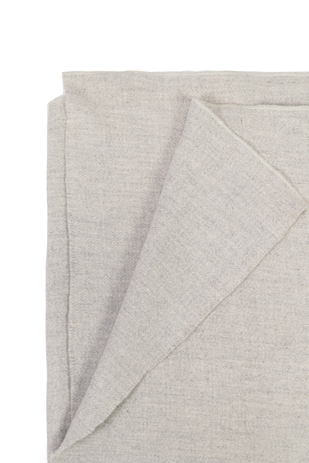 Silver heavyweight lamb wool shawl folded corner on white background
